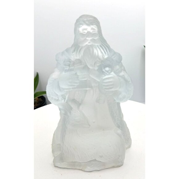 Frosted Glass Santa with Deer 6" Table Lamp Corded Light By Crystal Clear - Picture 7 of 10